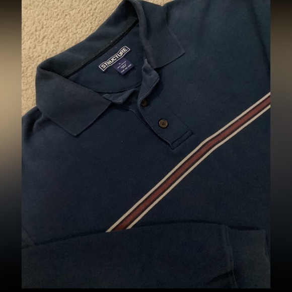 Structure Men’s Large Long Sleeve Striped Polo - Picture 6 of 6
